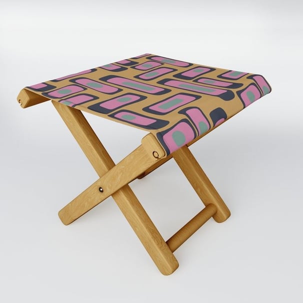 Bold Retro Rectangular Pattern Folding Stool BY Mash Mash