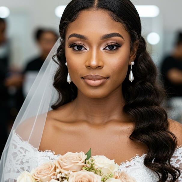 a bridesmaid in a wedding dress with a veil