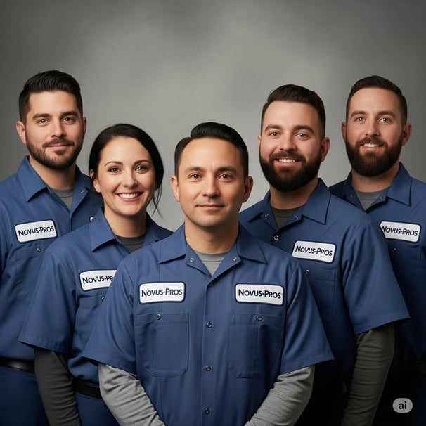 a group of men and women in blue uniforms