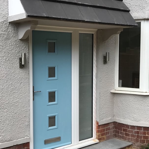 Duck Egg Blue Composite Front Door with Side Panel fitted In Bitterne, Southampton