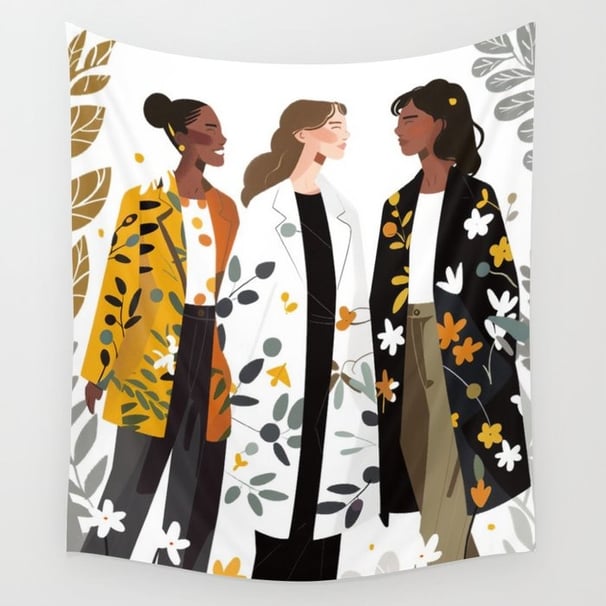 Whispered Wisdom - Artistic Woman Portrait Wall Tapestry BY Fresh Wave Lab