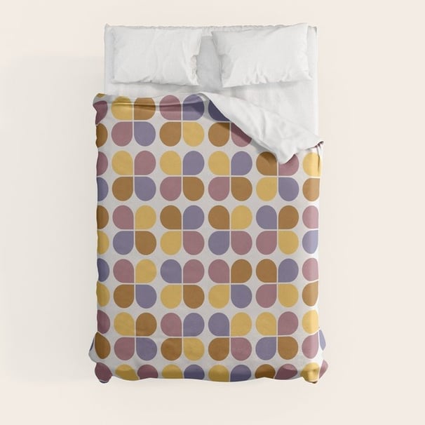 Retro Bloom Grid: Vibrant Floral Pattern Duvet Cover BY Mash Mash