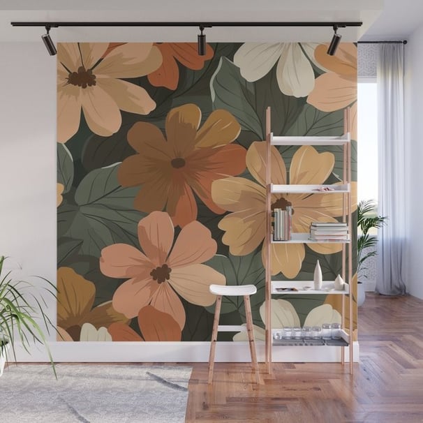 Earthy Floral Bloom Wall Mural BY Fresh Wave Lab