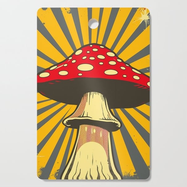 Vintage Mushroom Explosion Cutting Board BY Mash Mash