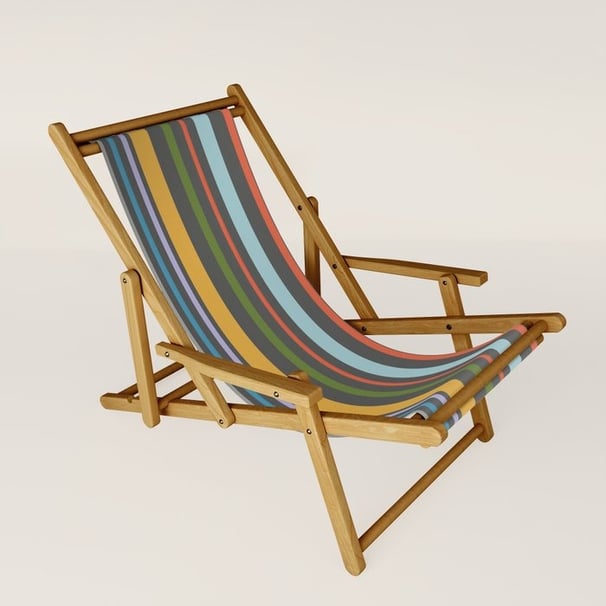 Retro Rhythm - Colorful Vertical Stripe Pattern Sling Chair BY Mash Mash