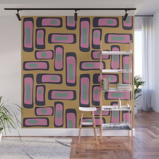 Bold Retro Rectangular Pattern Wall Mural BY Mash Mash