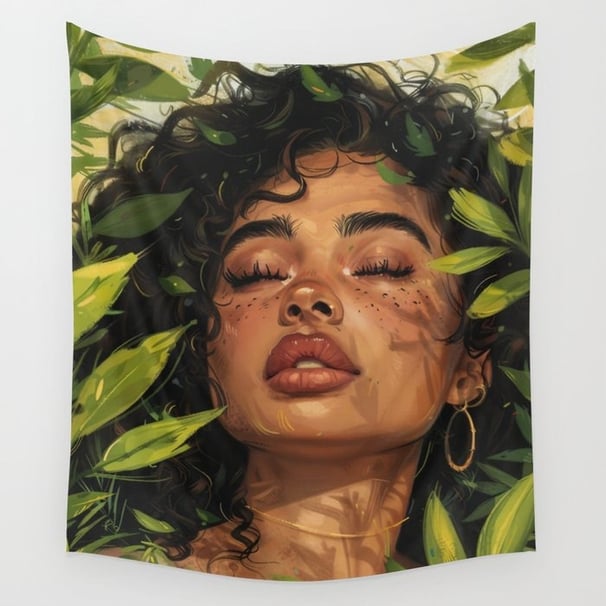 Veiled Beauty - Artistic Woman Portrait Wall Tapestry BY Fresh Wave Lab