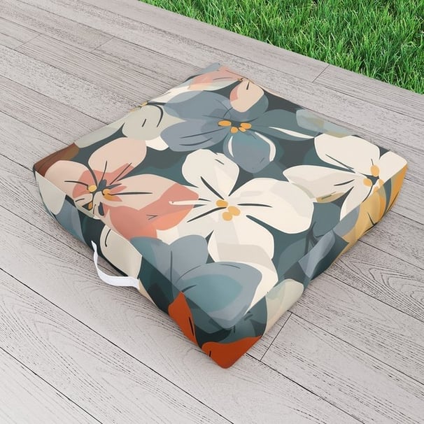 Vintage Floral Tapestry Outdoor Floor Cushion BY Fresh Wave Lab
