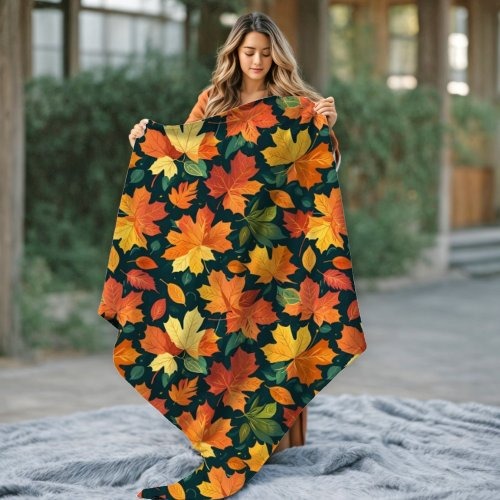 Autumn Leaves Seamless Pattern Blanket |  by Kickis_Shop