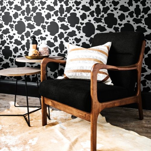 Black and White Unique Cow Pattern Wallpaper by Holiday Hearts Designs