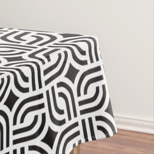 Black White Geometric Pattern Tablecloth  |  by ArtOnWear