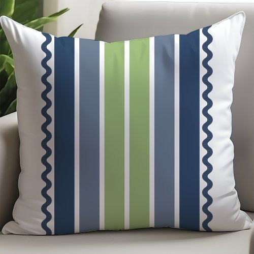 Bold Blue Green Stripes Throw Pillow   |  by Little Shop of Colors