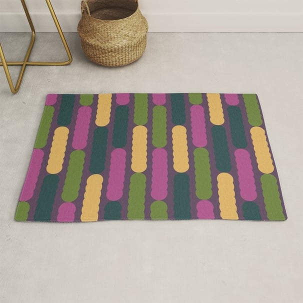 Tropical Vibes: Exotic Scalloped Stripe Pattern Rug BY Mash Mash