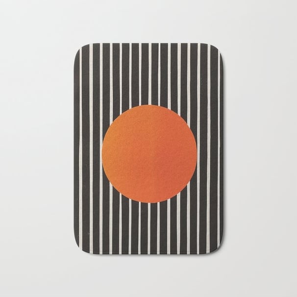 Geometric Sunburst: Minimalist Stripes and Circle Bath Mat BY Mash Mash