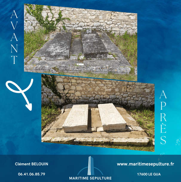 rénovation nettoyage de tombe ancienne en charente maritime