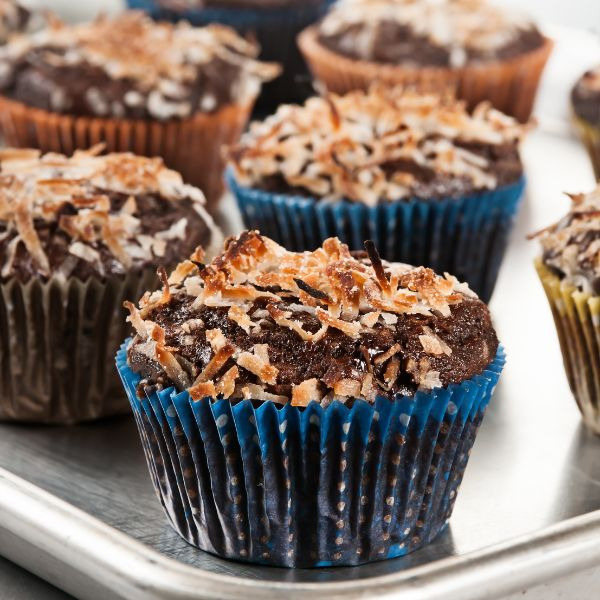 A Pan of Coconut Chocolate Muffins