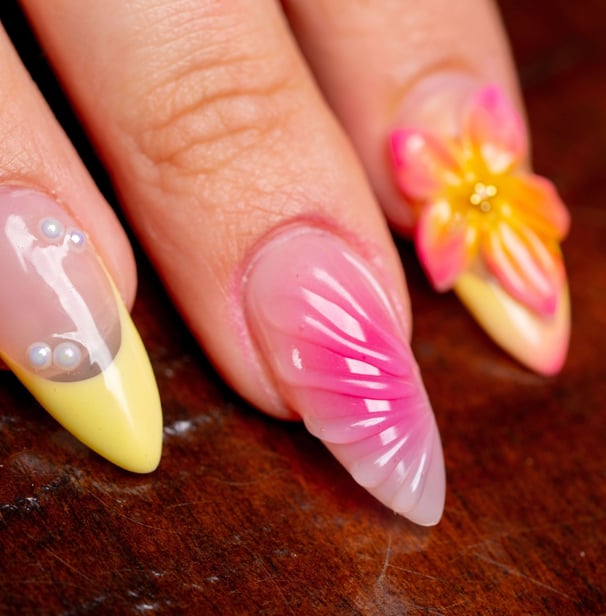 3D flower nail design