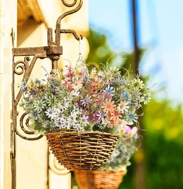 hanging faux wildflowers