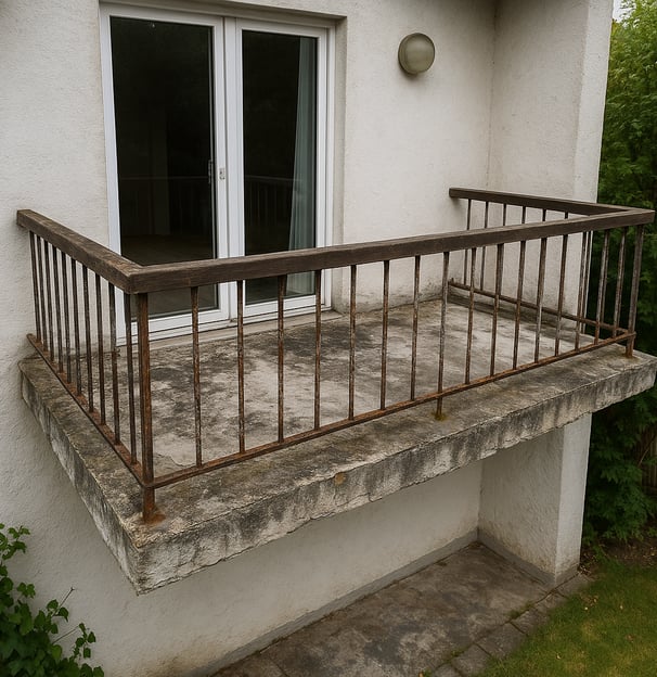 Bild eines Balkones vor einer Sanierung