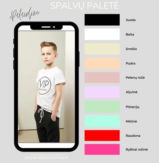 Berniukas balta palaidine. Audinio spalvų paletė
