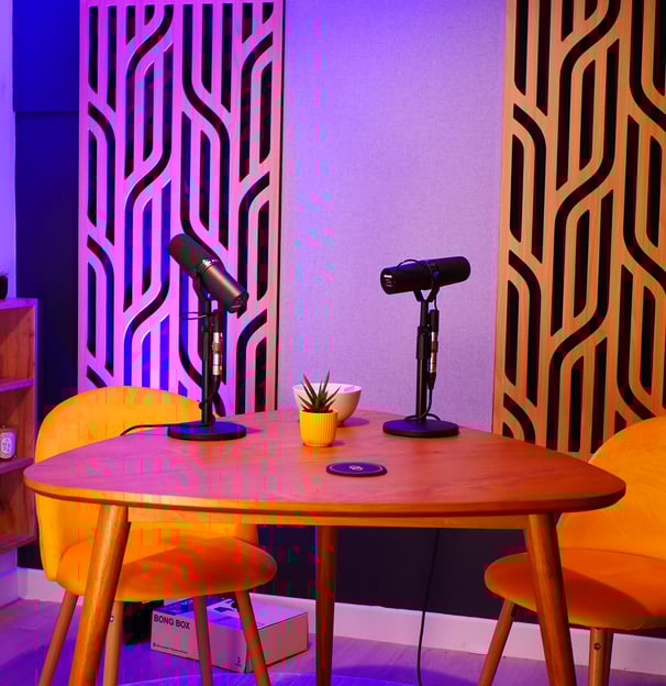 Studio de podcast professionnel - décor de podcast d'interview