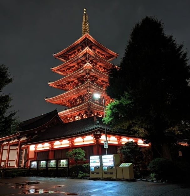 Senso Ji Temple in Asakusa Tokyo at night