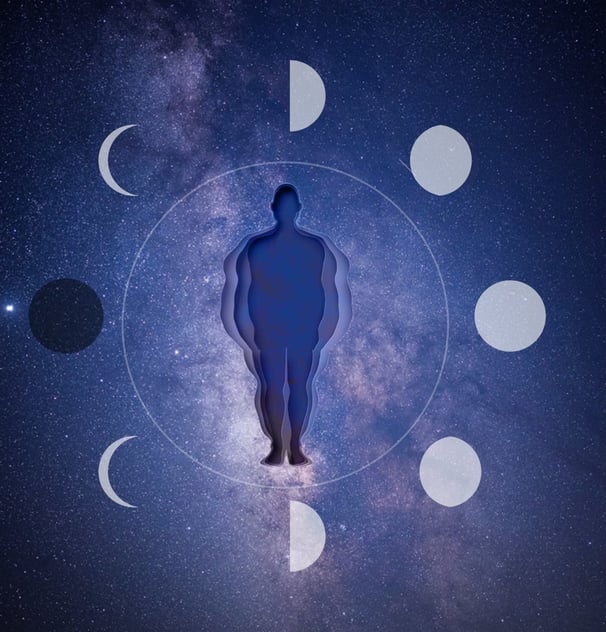 an image that shows a person reduces fat within a full moon