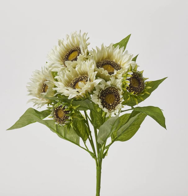 white faux sunflowers