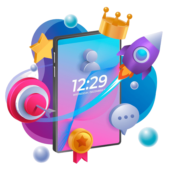 a smartphone phone with a phone and a crown