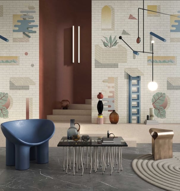 a room with a table and chairs and a table