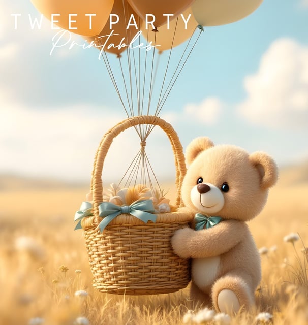 Bear Balloons Baby Shower Invitation, Teddy Bear Baby Shower Video Invite