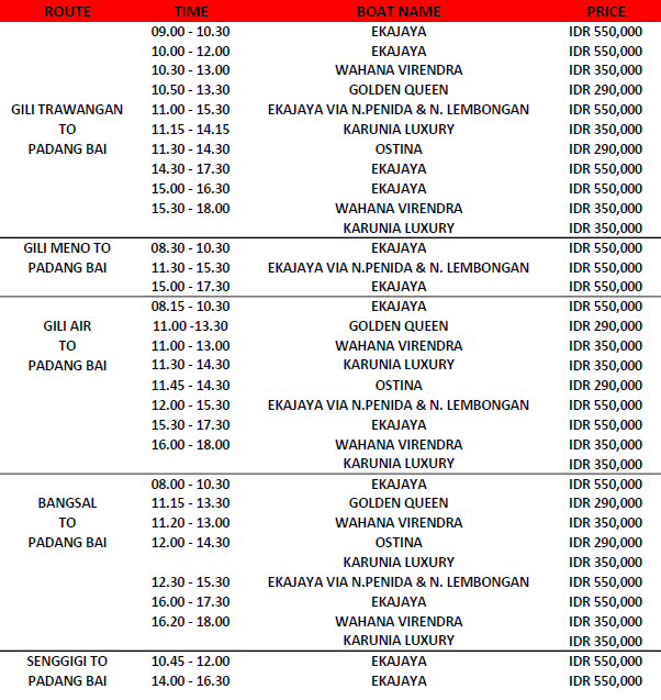 schedule to