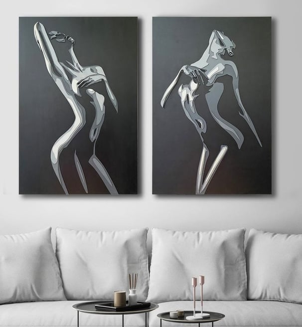 Tablou artistic pe pânză – portret fată în stil umbros, iluzie vizuală, design modern