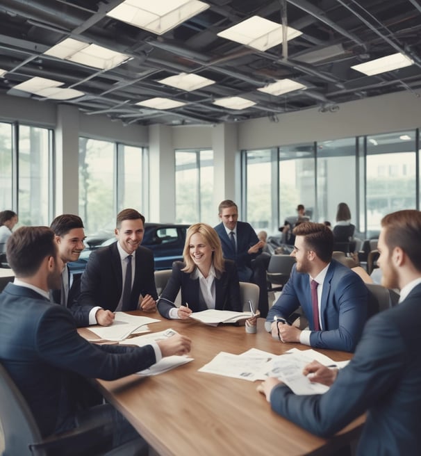 A 3D illustration featuring a series of shopping-related elements such as a shopping basket, a target, a lightbulb, a paper bag, and various charts or graphs. These objects are positioned on a dark green stepped platform, suggesting elements of business and marketing.