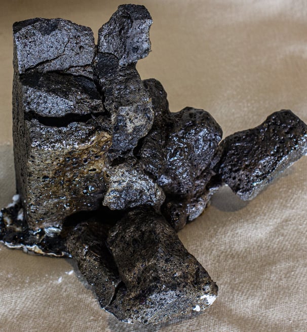 Sculptural relic made in Amman, Jordan from kiln bricks, honoring resilience, fire, and Wabi-Sabi 