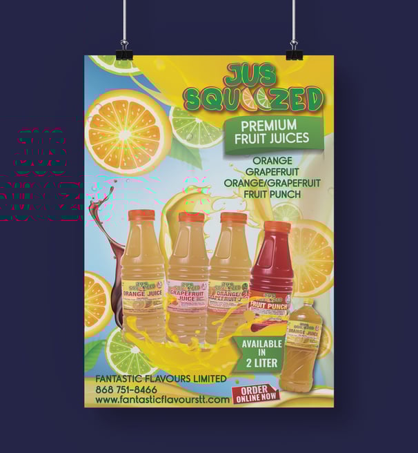 A poster for fresh Juices