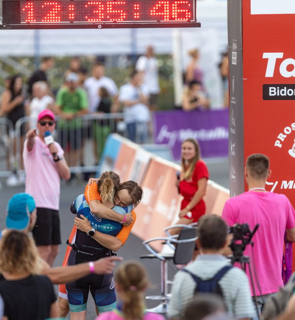 enduranceID with Ignas and Dasha on the Ironman finish line  