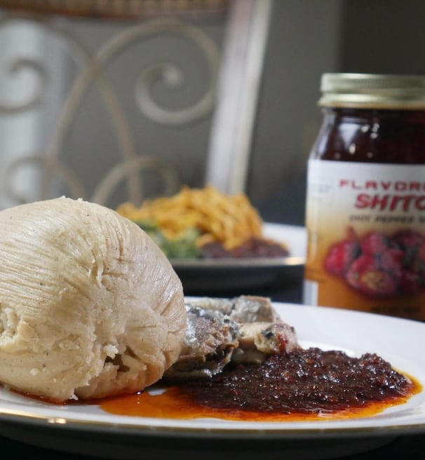 Ghanaian dish, kenkey with shito