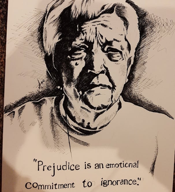 Pen sketch Portrait of Jane Elliot
