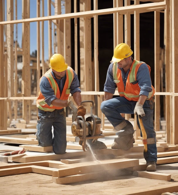 man in orange and black vest wearing white helmet holding yellow and black power tool