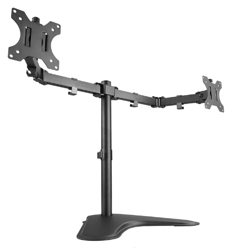 Imagem de um suporte para dois monitores de computador.