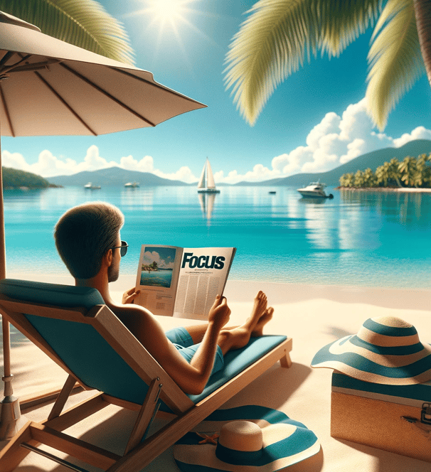 FOCUS magazine on the beach