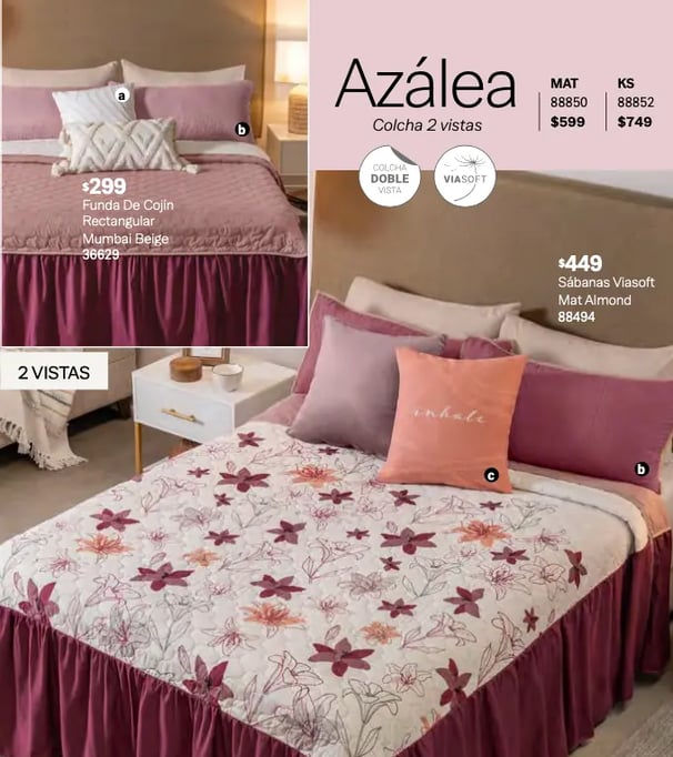 Colcha dos vistas modelo Azalea de la marca Vianney