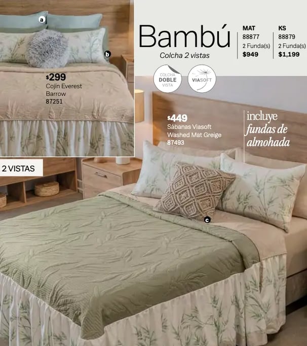 Colcha dos vistas modelo Bambu de la marca Vianney