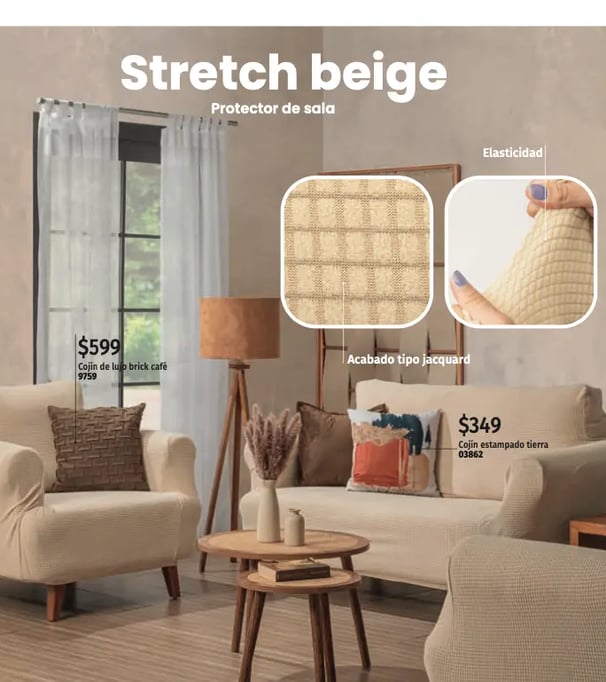 Funda de sillon modelo Stretch beige de la marca Intima hogar