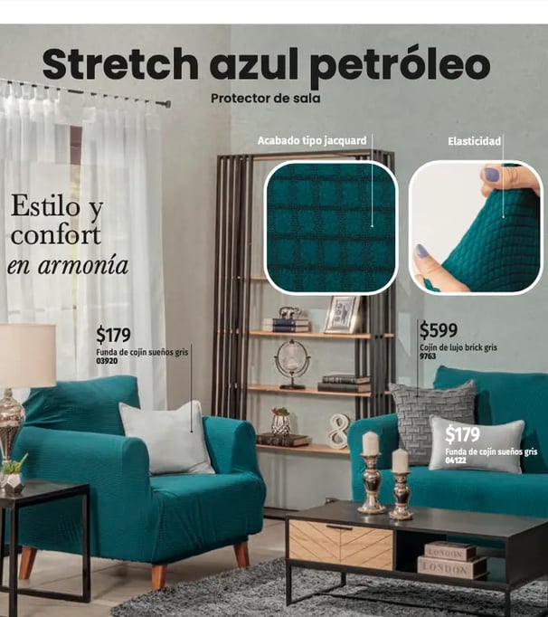 Funda de sillon modelo Stretch azul de la marca Intima hogar