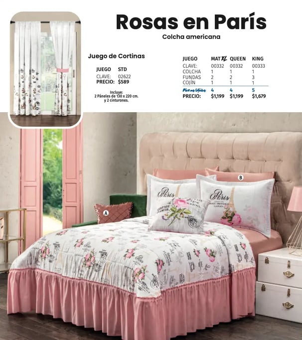 Colcha americana modelo Rosas en París de la marca Intima hogar