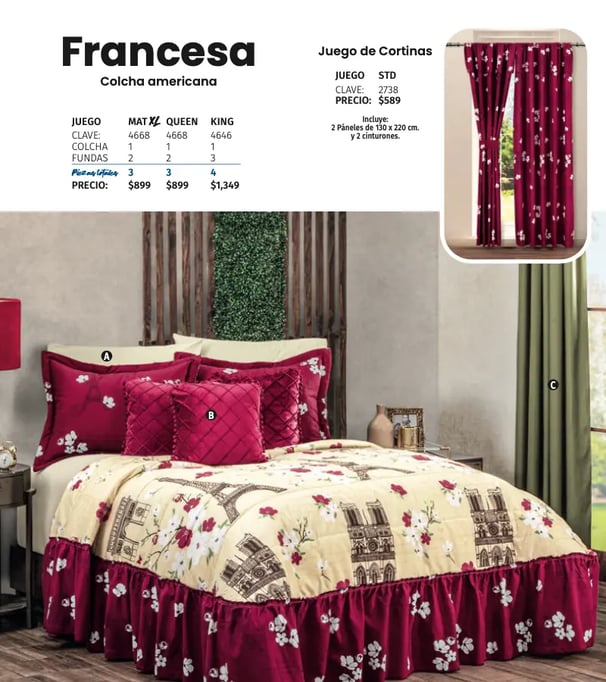 Colcha americana modelo Francesa de la marca Intima hogar