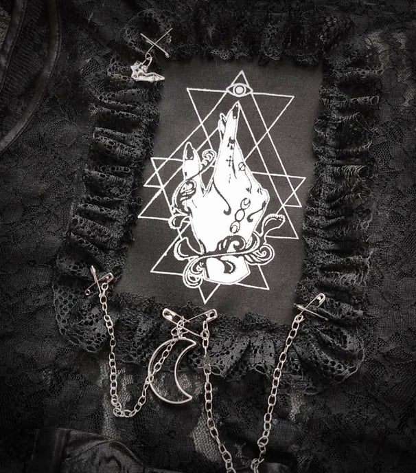 elegant and magical witch hand patch used as a back patch