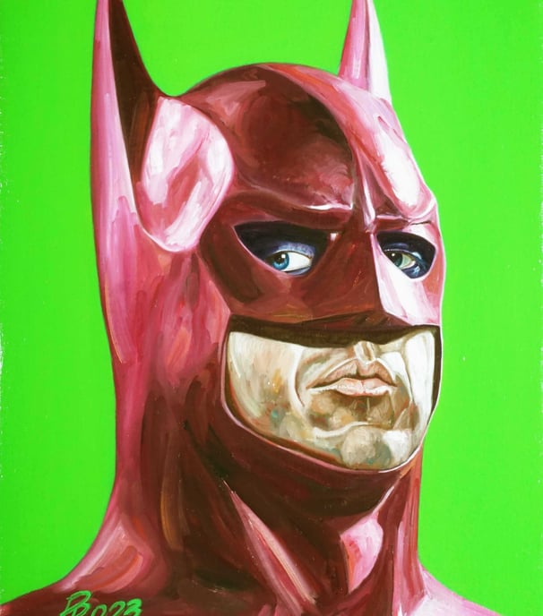 oil painting pink batman